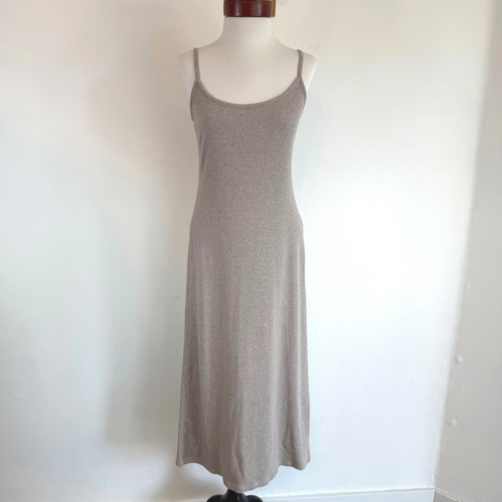 Z Supply Ribbed Knit Maxi Dress Taupe Sleeveless Bodycon Minimalist Coastal S